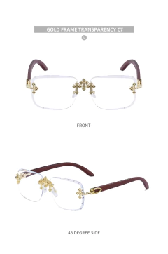 Anteojos sin Marco Rectangular Cruz Strass Retro Vintage - online store