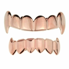 Grillz Colmillos Vampiro Oro Rosa 6x6 Trap - comprar online