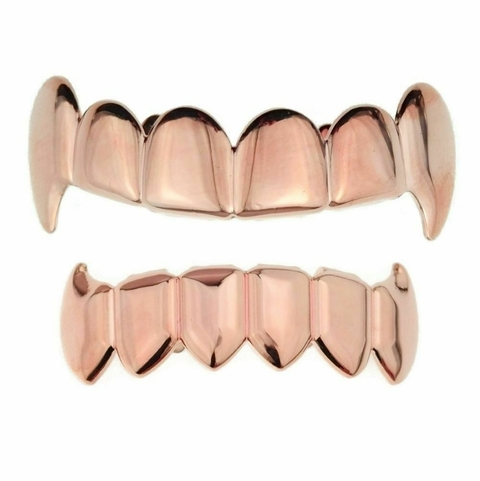 Grillz Colmillos Vampiro Oro Rosa 6x6 Trap - comprar online