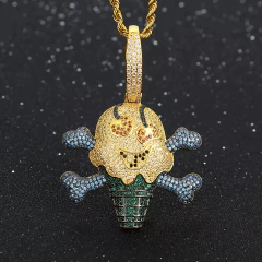 Dije Helado Baño de Oro 14K Con Cadena Simple Full Strass 80 usd - comprar online