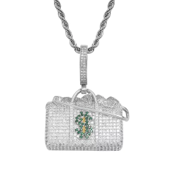 Dije "Bolso" Baño de Oro 14k Con Cadena Simple Full Strass - comprar online