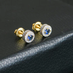 Aros Plata 925 Redondo A Rosca Símil Zircón Diamante N30 - comprar online