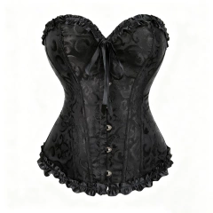 Corset Top Victoriano Reductor Importado Negro C/ Bombacha