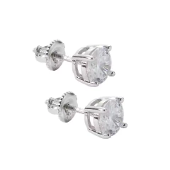 Aros Plata 925 Redondo a Rosca Símil Zircón Diamante N21