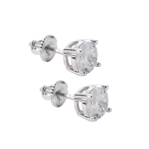 Aros Plata 925 Redondo a Rosca Símil Zircón Diamante N21