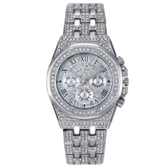 Reloj Strass Plateado iced Diamante Simil Oro Trap Hip Hop N6