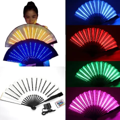 Abanico Led Pixel RGB Grande Bamboo Control Remoto - Blanco