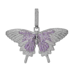 Dije Mariposa "Gran Butterfly" Baño Oro Blanco 14k Zircón Full Strass 100 USD - buy online