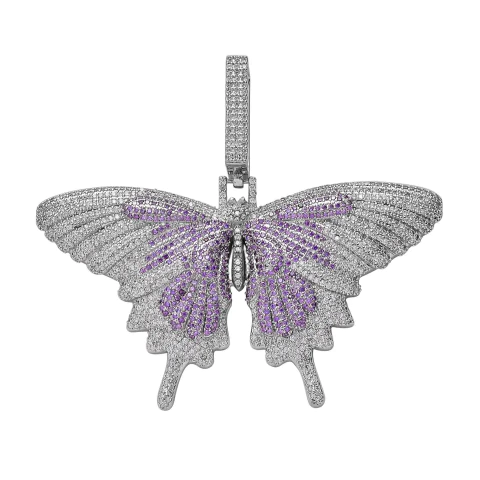 Dije Mariposa "Gran Butterfly" Baño Oro Blanco 14k Zircón Full Strass 100 USD - buy online