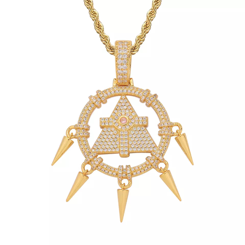 Dije "YuGioH Bakura" Baño de Oro 14k Con Cadena Simple Full Strass