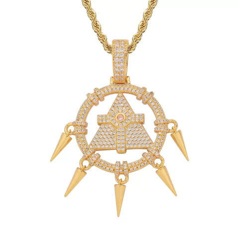 Dije "YuGioH Bakura" Baño de Oro 14k Con Cadena Simple Full Strass