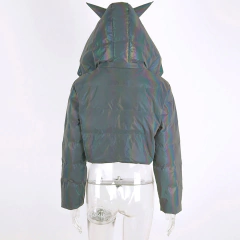 CAMPERA REFLECTIVA PUFFER CROP TOP CUERNOS - KITCH TECH