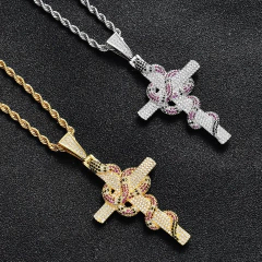 Dije "Gucci Snake" Baño Oro Blanco GOD 14k Zircón Full Strass - comprar online