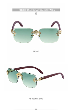 Anteojos sin Marco Rectangular Cruz Strass Retro Vintage - KITCH TECH