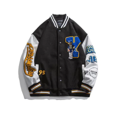 CAMPERA VARSITY JACKET UNIVERSITARIA BEAR NEGRO