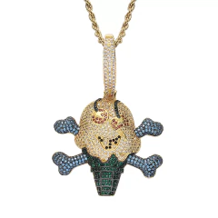 Dije Helado Baño de Oro 14K Con Cadena Simple Full Strass 80 usd en internet