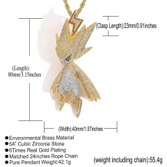 Image of Dije "Thunder Big" Baño Oro 14k Zircón Full Strass 120 USD