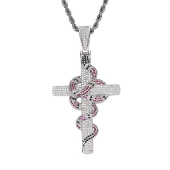 Dije "Gucci Snake" Baño Oro Blanco GOD 14k Zircón Full Strass