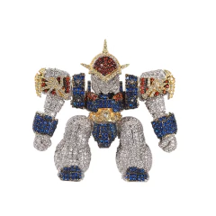 Cadena C/ Dije C/ Strass Robot Anime Oro 14k - 200 USD