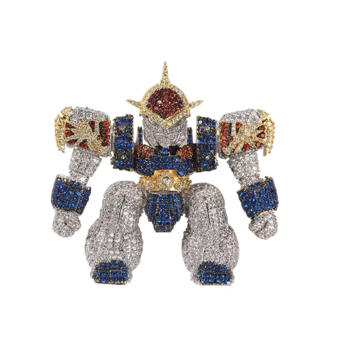 Cadena C/ Dije C/ Strass Robot Anime Oro 14k - 200 USD