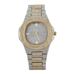 Reloj Strass 2 Tonos Iced Diamante Simil Oro Trap Hip Hop N4