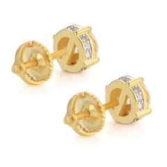 Aros Plata 925 Redondo A Rosca Símil Zircón Diamante N29 - KITCH TECH