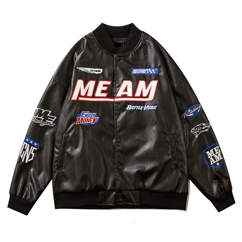 CAMPERA VARSITY JACKET UNIVERSITARIA RACING F1 NEGRO