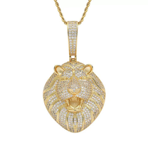 Dije C/ Strass / C/Cadena Standar King Lion Oro 14k