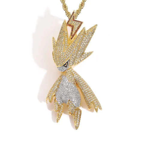 Dije "Thunder Big" Baño Oro 14k Zircón Full Strass 120 USD