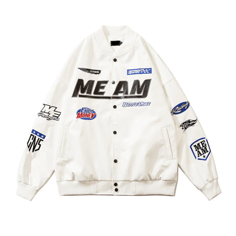 CAMPERA VARSITY JACKET UNIVERSITARIA RACING F1 BLANCO