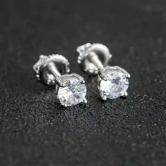 Aros Plata 925 Redondo a Rosca Símil Zircón Diamante N21 - comprar online