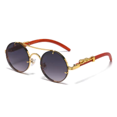 Anteojos Redondos Leopardo Metalico Patilla Madera con Puente en internet