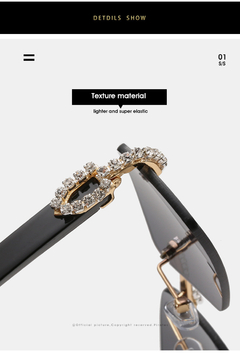 Anteojos de sol Cuadrado Strass Sin Marco Retro Vintage en internet