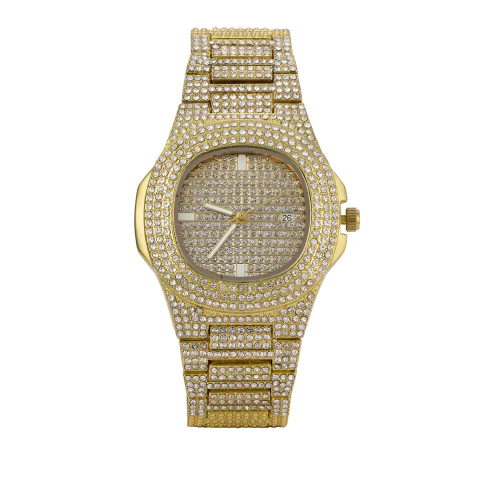 Reloj Strass Dorado iced Diamante Simil Oro Trap Hip Hop N4