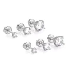 Aros Plata 925 Redondo a Rosca Símil Zircón Diamante N21 - KITCH TECH