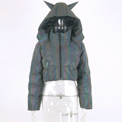 CAMPERA REFLECTIVA PUFFER CROP TOP CUERNOS