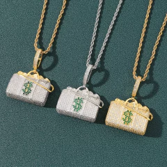 Dije "Bolso" Baño de Oro 14k Con Cadena Simple Full Strass - KITCH TECH
