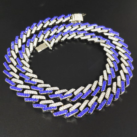 Cadena Cubana Piedra Strass Plateada Hip Hop Trap 56 - 24 Inch