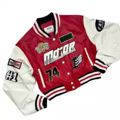 Campera Crop Motomami Simil-Cuero Motor 66 Roja
