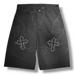 Bermuda Baggy Negra Rayo Cruz