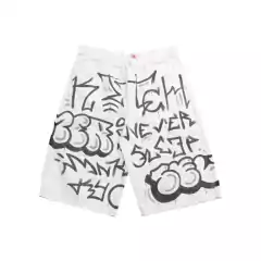 Bermuda Jean Intervenido Graffiti Hip Hop Baggy Blanca