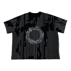 Remera Boxy Fit Rayada Circlee Negra Y Blanco