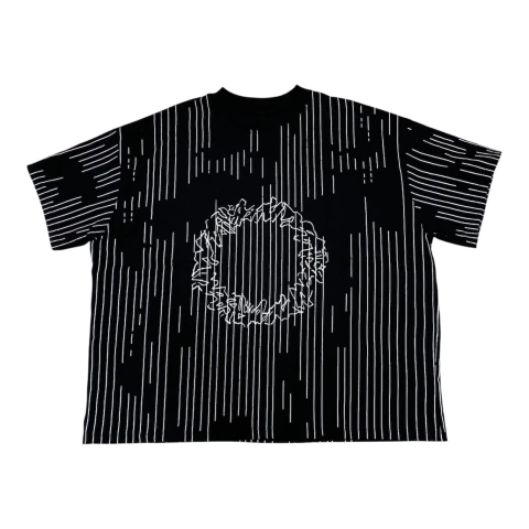 Remera Boxy Fit Rayada Circlee Negra Y Blanco
