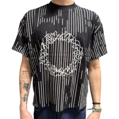 Remera Boxy Fit Rayada Circlee Negra Y Blanco - KITCH TECH