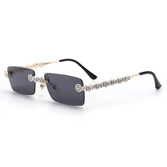 Anteojos de sol Trap Hip-Hop Strass Diamante Rectangular Sin Marco A003 - comprar online
