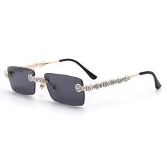 Anteojos de sol Trap Hip-Hop Strass Diamante Rectangular Sin Marco A003 - comprar online