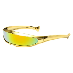 Image of Anteojos Futuristas Dorado Y Plateado (quavo) Ciclope Nº85