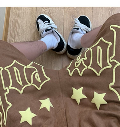 Bermuda Short Algodón Importado Y2K Stars Harajuku Marron D17 en internet