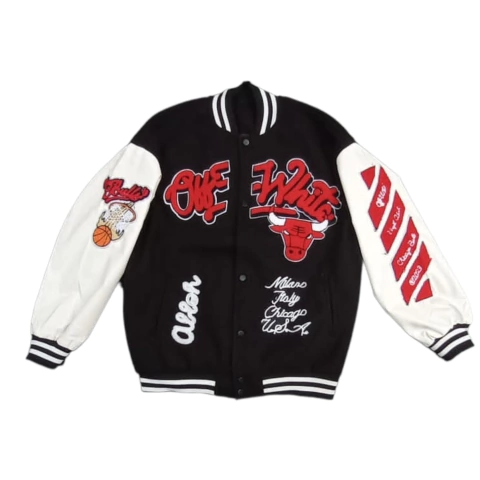 Campera Varsity Universitaria Chicago Bulls Negra/Blanca