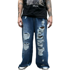 Image of Jean Baggy Wide Leg BETH Mid Waist Jet Black Ripped - (copia)